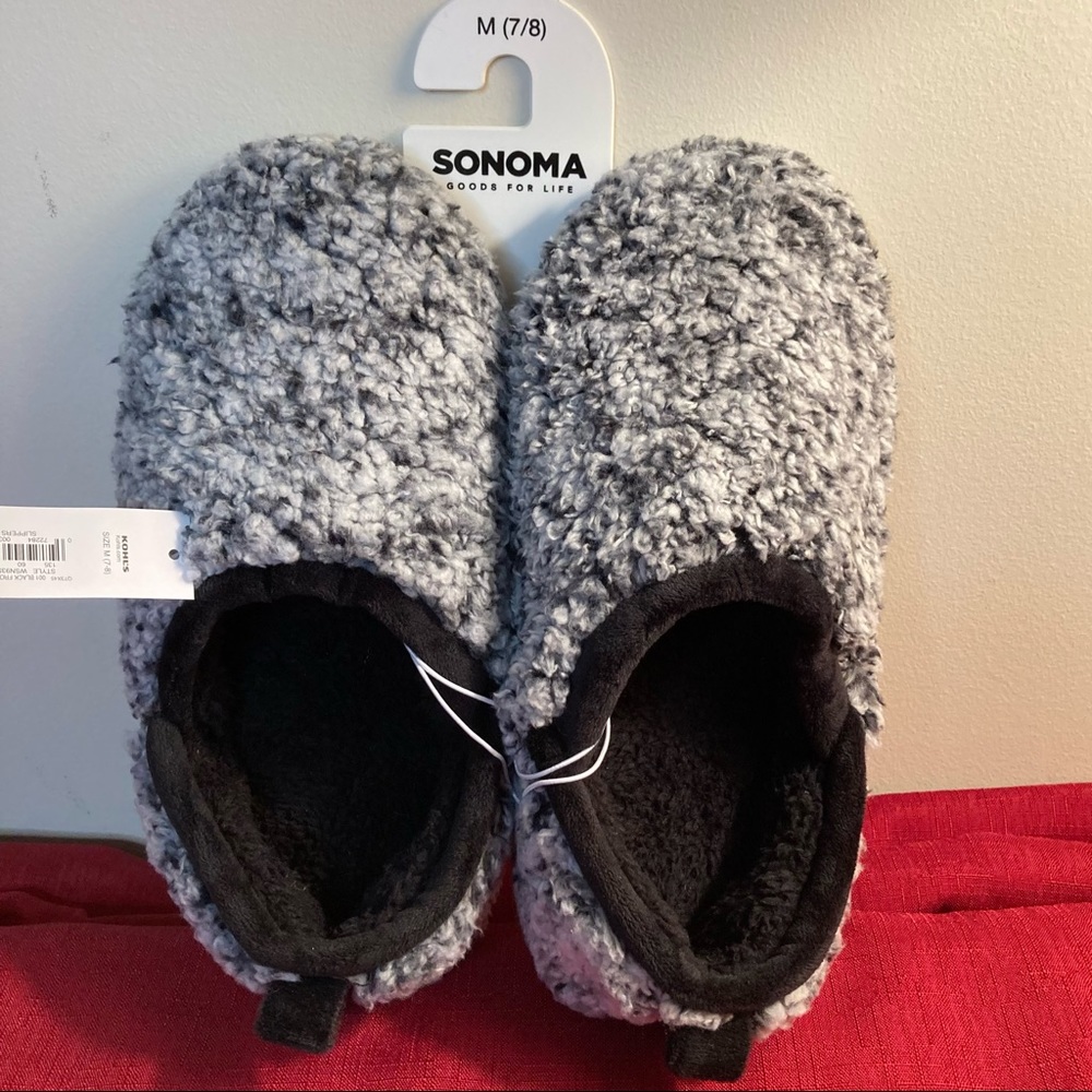 Sonoma Women's M 7/8 Cozy Warm Indoor/Outdoor Slippers Black Frost (Gray) NWT - Picture 6 of 6